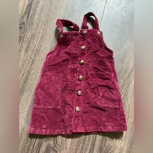 Toddler Overall Dress Red Maroon Corduroy 3T